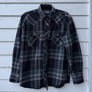 Wrangler‎ heavy-weight cotton flannel Plaid Shirt, Men's L